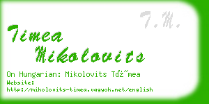 timea mikolovits business card